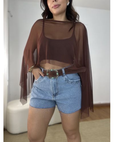 Blusa Capa Tule Marrom