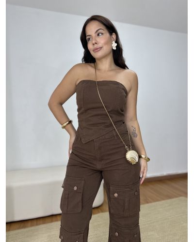 Corset Jeans Tomara que Caia Marrom