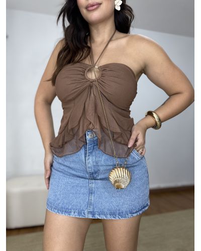Short Saia Jeans Média Básico