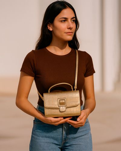 Bolsa Feminina com Carteira - Ouro Velho - Pé Relax Sapatos Confortáveis