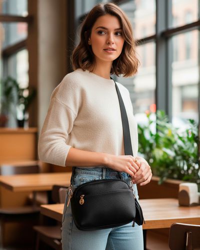 Bolsa Transversal Gisele - Preta - Pé Relax Calçados Confortáveis