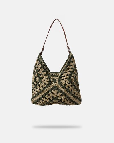 Bolsa Praiana Alice - Palha / Verde - Pé Relax Calçados Confortáveis