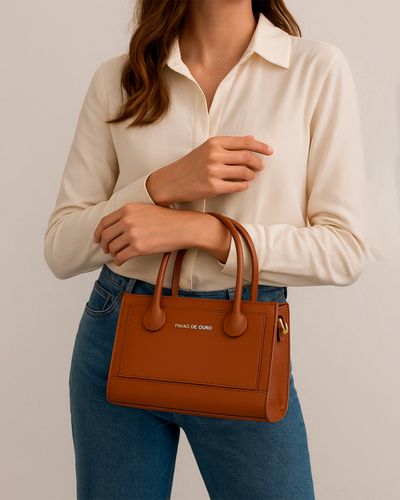 Bolsa Estruturada Feminina - Marrom - Pé Relax Sapatos Confortáveis