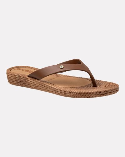 Chinelo Para Esporão E Fascite Flat Agapanto - Caramelo - Pé Relax Calçados Confortáveis