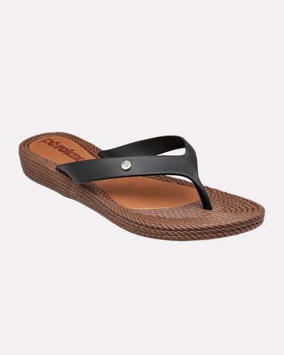 Chinelo Flat Agapanto - Preto - Pé Relax Sapatos Confortáveis