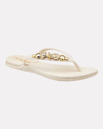 Chinelo Hibisco - Creme - Pé Relax Calçados Confortáveis