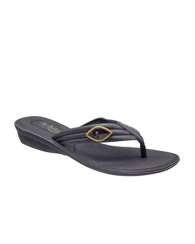 Chinelo Flat Orquídea - Preto - Pé Relax Calçados Confortáveis