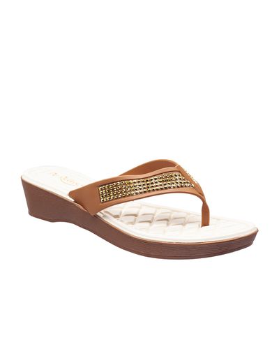 Chinelo Anabela Tulipa - Caramelo - Pé Relax Calçados Confortáveis