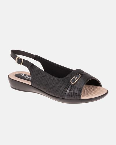 Slingback Jasmim Rasteira - Preto / Palmilha Bege - Pé Relax Sapatos Confortáveis