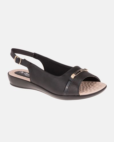 Slingback Jasmim Rasteira - Preto / Palmilha Bege - Pé Relax Sapatos Confortáveis