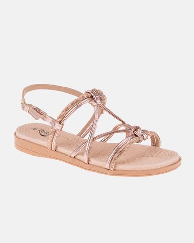Rasteirinha Gardênia - Rosê / Ouro - Pé Relax Sapatos Confortáveis