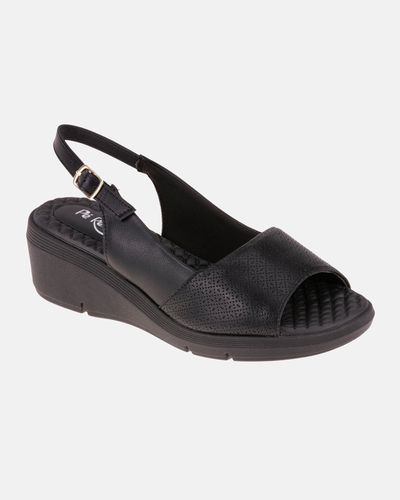 Sandália Anabela Papoula - Preta - Pé Relax Sapatos Confortáveis