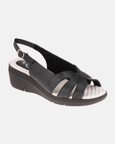 Sandália Anabela Papoula - Preta / Palmilha Off White - Pé Relax Sapatos Confortáveis