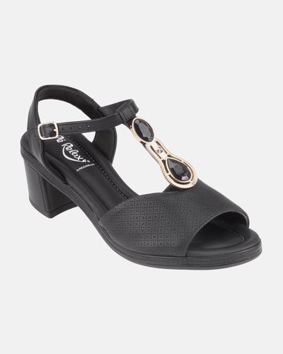 Sandála Lavanda Salto Médio - Preta - Pé Relax Sapatos Confortáveis