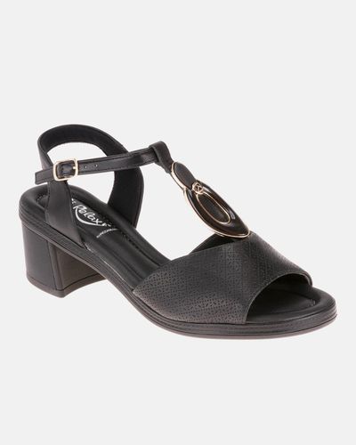 Sandália Lavanda Salto Médio - Preta - Pé Relax Sapatos Confortáveis