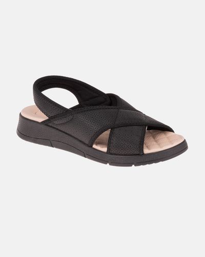 Sandália Esporão Kalanchoê - Preta / Palmilha Bege - Pé Relax Sapatos Confortáveis