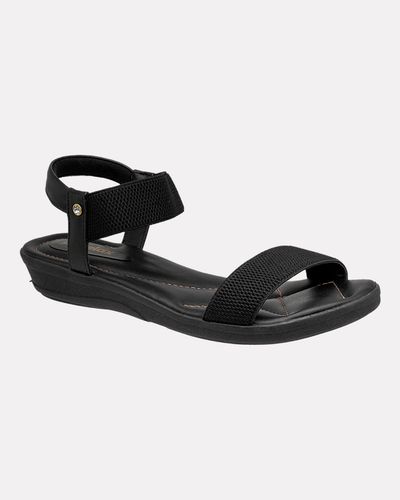 Sandália Gerânio Salto Baixo - Preta - Pé Relax Calçados Confortáveis