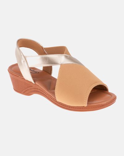 Sandália para Joanete Verbena - Bege / Dourada - Pé Relax Sapatos Confortáveis