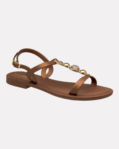 Sandália Dalbergia - Bronze / Moca - Pé Relax Calçados Confortáveis