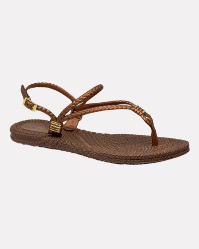 Sandália Hibisco - Bronze / Moca - Pé Relax Calçados Confortáveis