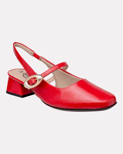 Sapato Slingback Salto Médio – Vermelho - Pé Relax Calçados Confortáveis
