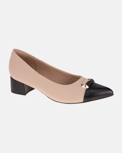 Scarpin Salto Baixo Jade - Marfim - Pé Relax Sapatos Confortáveis
