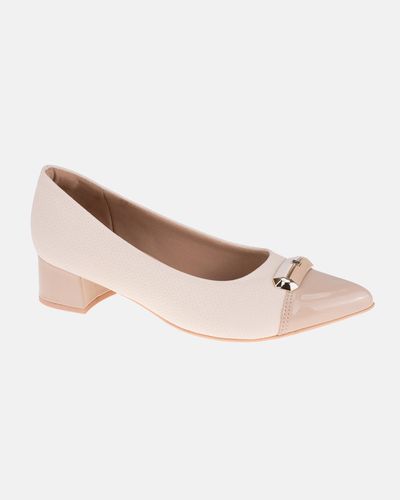 Scarpin Salto Baixo Jade - Off White - Pé Relax Sapatos Confortáveis