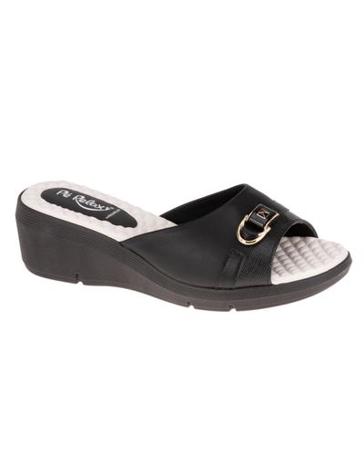 Tamanco Anabela Papoula - Preto / Palmilha Off White - Pé Relax Calçados Confortáveis