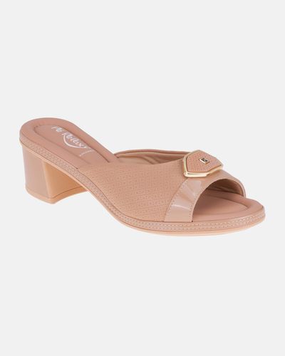Tamanco Lavanda Salto Médio - Amêndoa - Pé Relax Sapatos Confortáveis