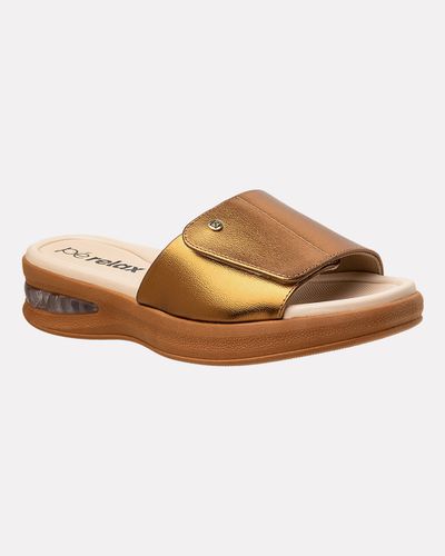 Tamanco Ajustável em Velcro Camélia - Ouro Velho - Pé Relax Calçados Confortáveis
