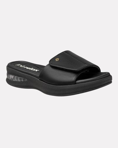 Tamanco Ajustável em Velcro Camélia - Preto - Pé Relax Calçados Confortáveis