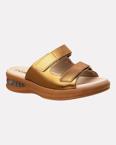 Tamanco Ajustável em Velcro Camélia - Ouro Velho - Pé Relax Calçados Confortáveis