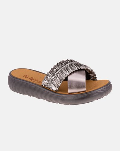 Tamanco Antúrio - Onix Metal / Preto - Pé Relax Sapatos Confortáveis