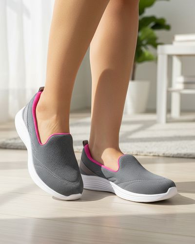 Slip On Begônia - Grafite / Fucsia - Pé Relax Calçados Confortáveis