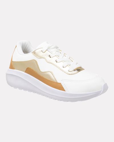 Sneaker Ortopédico Bromélia - Branco / Ouro - Pé Relax Calçados Confortáveis