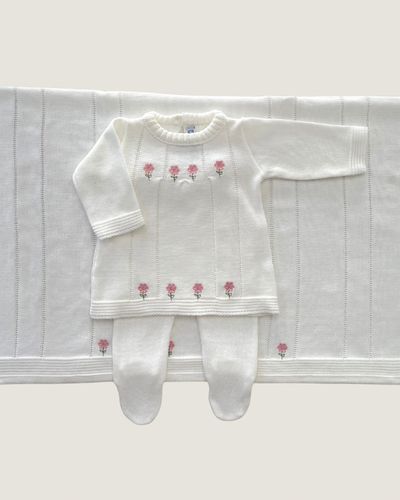 Saída Maternidade Alice Flores Branca