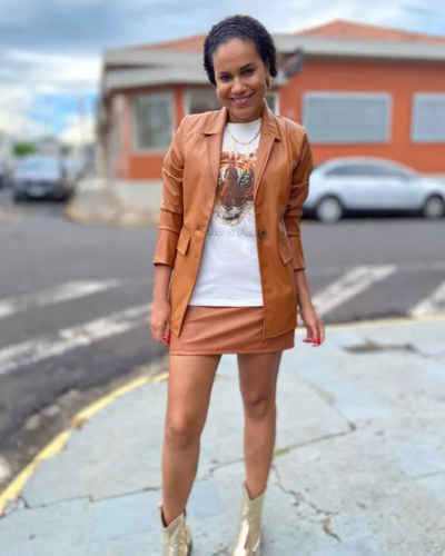 Blazer Couro eco Caramelo