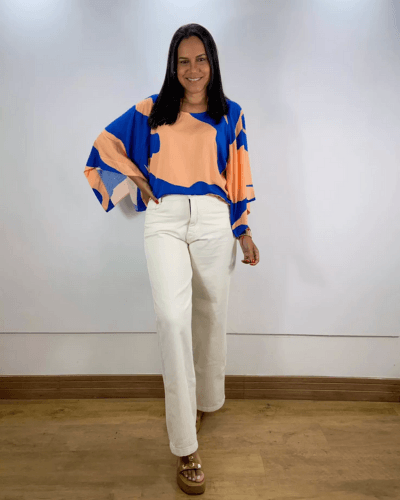 Blusa Nayara Estampada Azul - ENTRE COMADRES