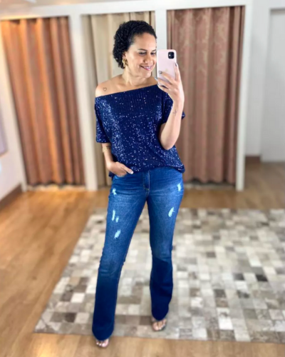 Calça Jeans escuro Flare - ENTRE COMADRES