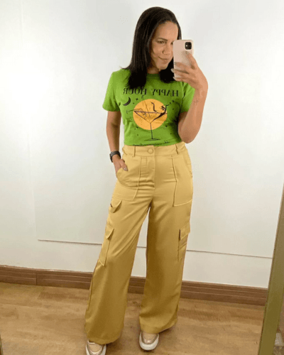 Calça Pantalona Cargo Caramelo - ENTRE COMADRES