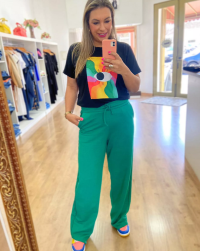Calça Wide leg moletom Verde - ENTRE COMADRES