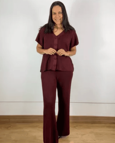 Conjunto Trico Thaise Vinho - ENTRE COMADRES