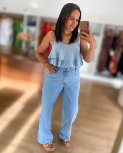 Cropped Naide Azul Claro - ENTRE COMADRES