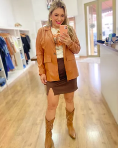 Saia Suede Marron - ENTRE COMADRES