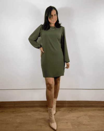 Vestido Lorena Verde Militar - ENTRE COMADRES