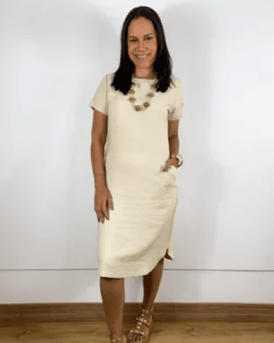 Vestido Juliana Areia - ENTRE COMADRES