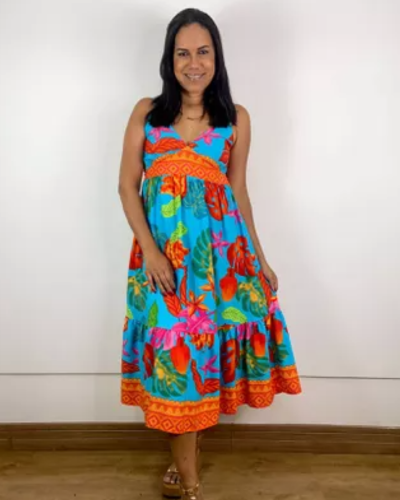 Vestido Taila Estampado Azul Claro - ENTRE COMADRES