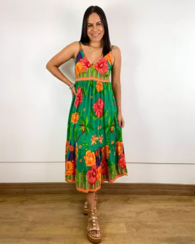 Vestido Taila Estampado Verde - ENTRE COMADRES