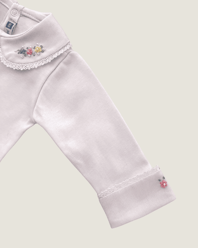 Body Paris com Bordados Rosa, Azul Bebê e Amarelo
