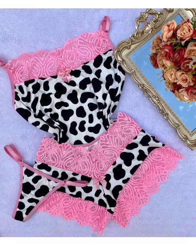 Baby Doll + Calcinha - Vaquinha Rosa - DONA DE MIM (@donaademimstore)